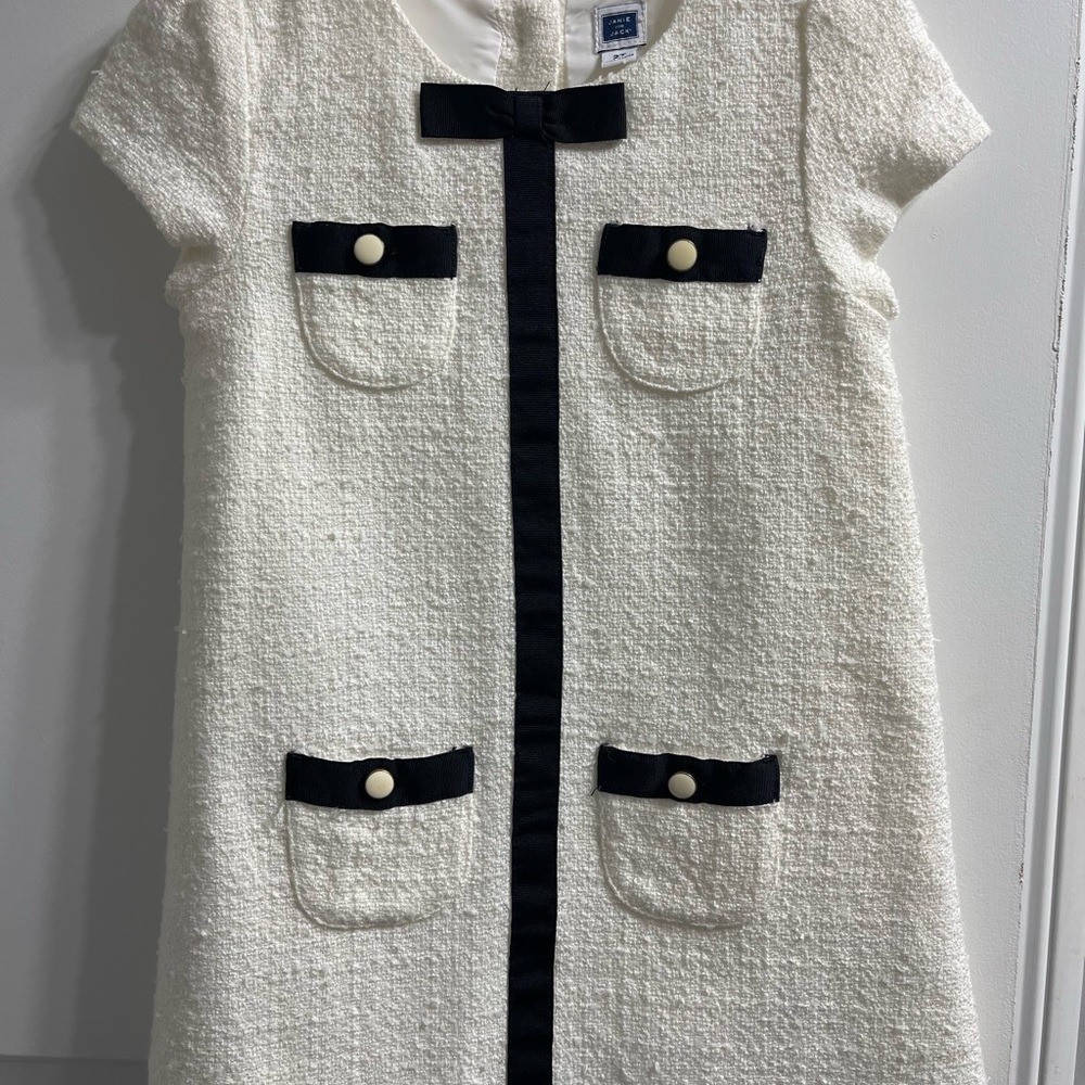 Janie and Jack Uptown Outing Boucle Ivory Tweed Dress